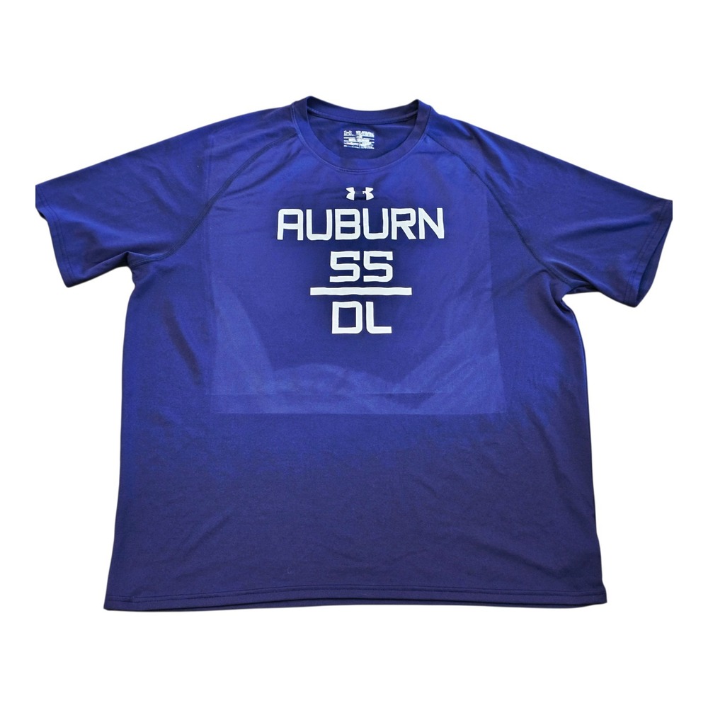 Carl Lawson Under Armour Auburn Tigers Football Team Issued Shirt Blue Sz 2XL